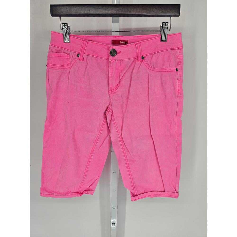 Vintage Y2K Bongo Juniors Sz 7 Neon Pink Bermuda Denim Shorts